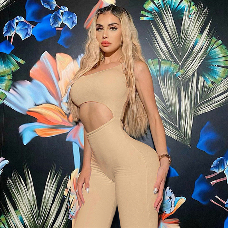Women's Hollow One-shoulder Back Without Belt Leisure Sports One-piece