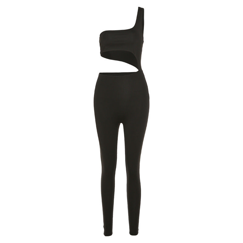 Women's Hollow One-shoulder Back Without Belt Leisure Sports One-piece